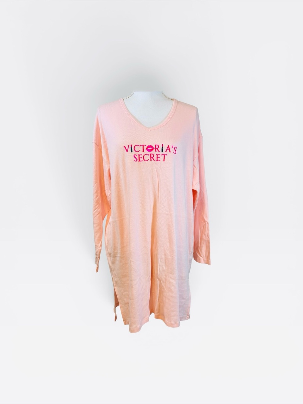 Victorias Secret Pink Long Sleeve Knit Nightgown NWT